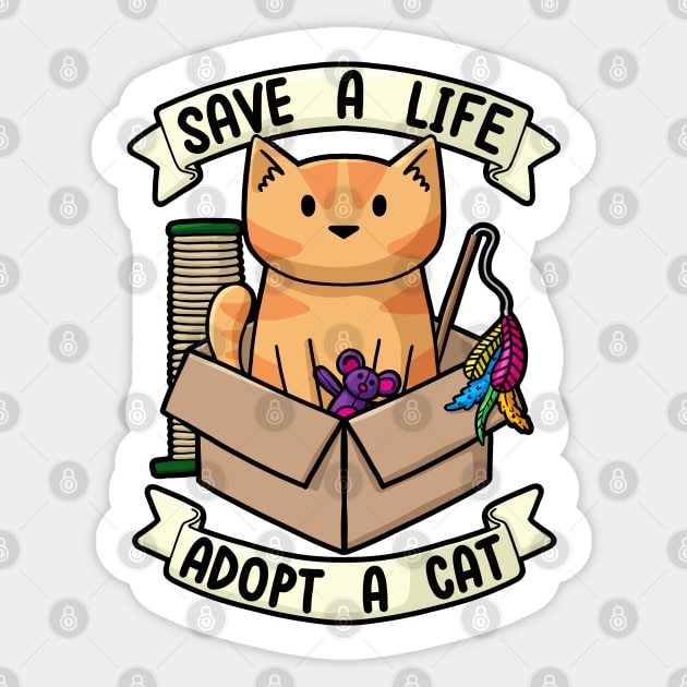 Save A Life - Adopt a Cat Sticker by Doodlecats 